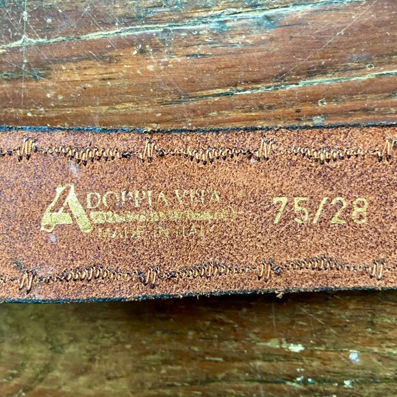 Vintage Adoppia Vita Brown Leather Belt Coral Jeweled Baroque Buckle Italy 28 main image 5